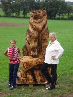 Grizzlyb�rin auf Stein 02